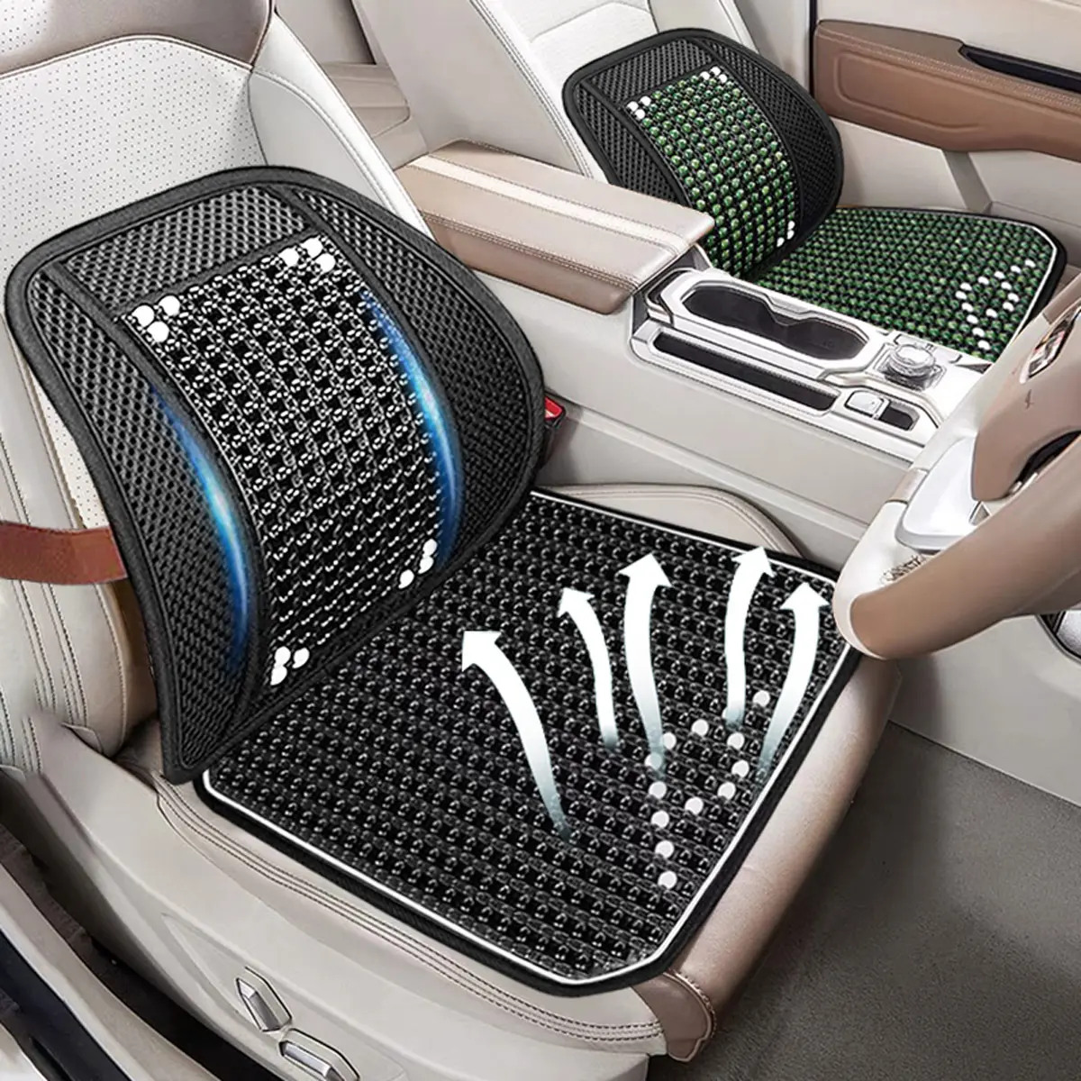 Car back support car seat massage cushion mesh wooden bead back support cushion for all cars/office chair