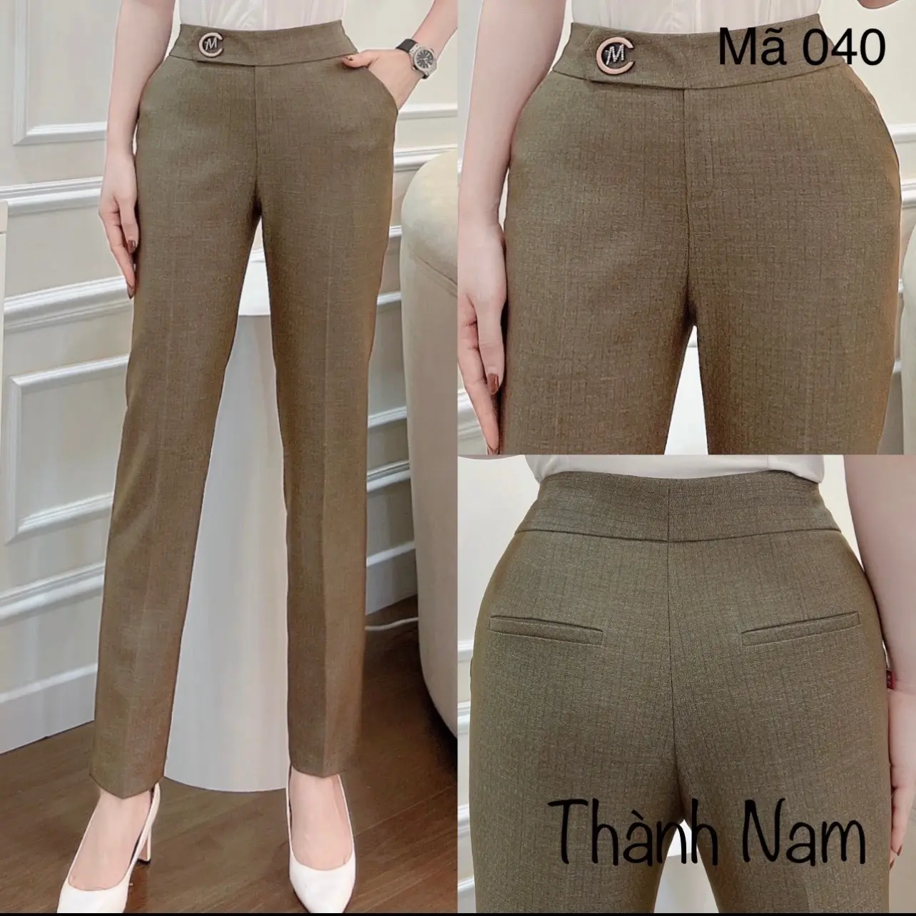 Quần âu dáng đứng mã 040 chất kẻ hàn siêu dày dặn cho nữ. THÀNH NAM
