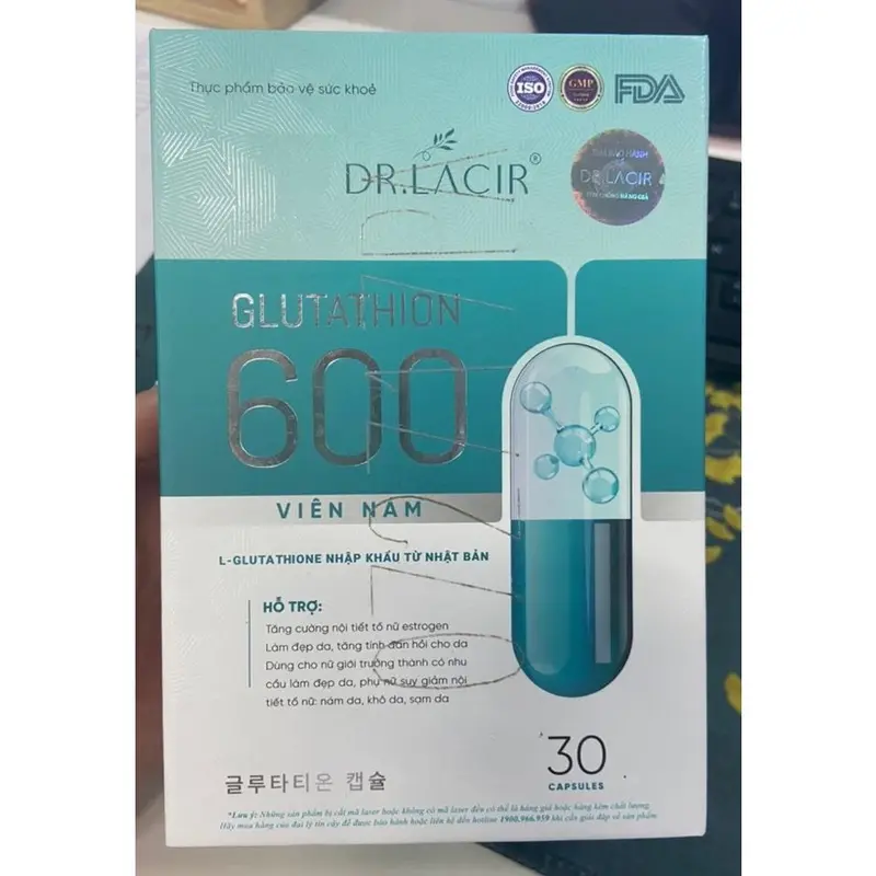 Viên Uống Nám Trắng Da Glutathione 600 Dr Lacir Chính Hãng Hạn Chế Lão Hoá Da, Nếp Nhăn, Tăng Nội Tiết Tố Nữ 7