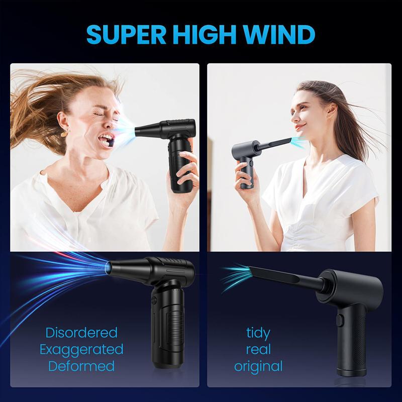 Product Introduction of 130000RPM Electric Air Duster, 1 Count Rechargeable Cordless Air Blower with LED Light, Portable Electric Air Duster for Keyboard Electric Devices Cleaning 3