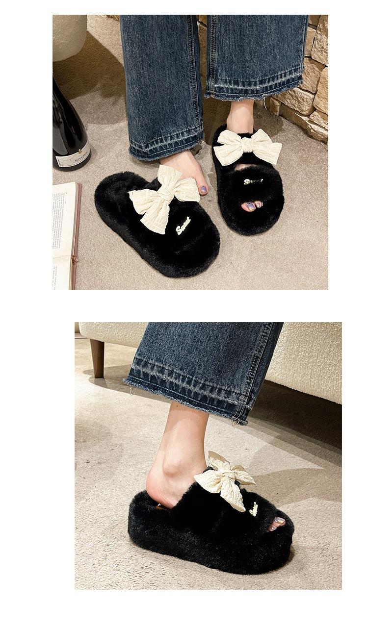 Product Introduction of Korean Style Fluffy Slippers Women's Outdoor Wear Winter Home Non-Slip Dormitory Cotton Slippers Thick Bottom Increased by Insulated Cotton-Padded Shoes Footwear Flipflop 7