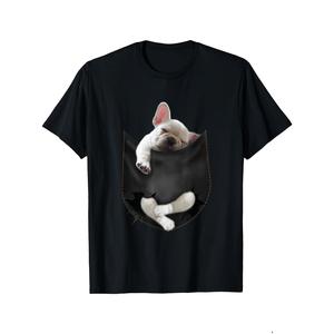 Tシャツ、ポケットに寝ますそべるフレンチブルドッグの柄がインっています。カジュアルなお出かけやギフトに最适です。半袖デザインで、快适で著やすいです。