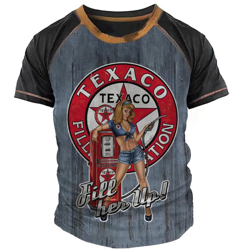Product Introduction of 2568 Men's Vintage T-Shirt 3d Castrol Short Sleeve Tops Oil Fashion Men's Motorcycle T-Shirt Plus Size T-Shirt 8