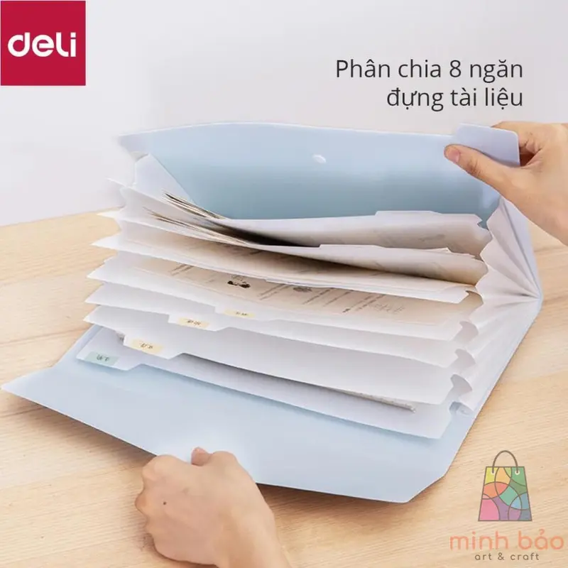 CẶP ĐỰNG TÀI LIỆU A4 DELI - 8 NGĂN PHÂN TRANG - FILE LƯU TRỮ TÀI LIỆU - LINFINI - XANH DƯƠNG / TRẮNG - 72456 3