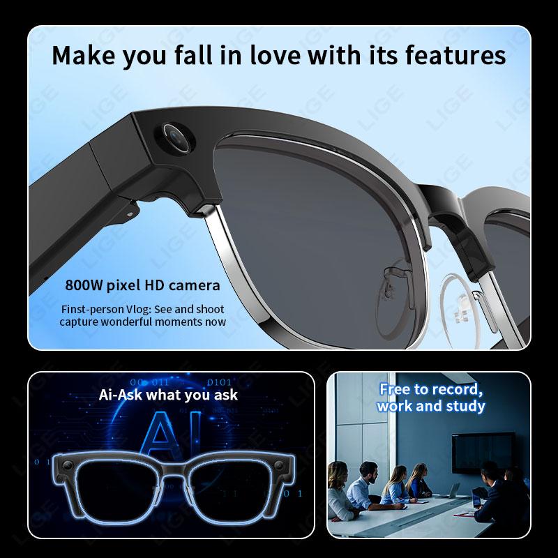 AI Photography Video Smart Glasses Intelligent Interactive Translation Smart Sunglasses with 800W Camera for Google Glasses Men - Image 3