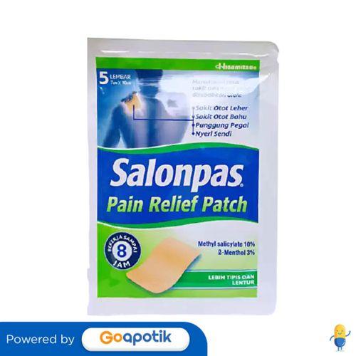 Gambar SALONPAS PAIN RELIEF PATCH SACHET 5 PCS dari Apotek Golden star by GoApotik Kota Administrasi Jakarta Barat Tokopedia