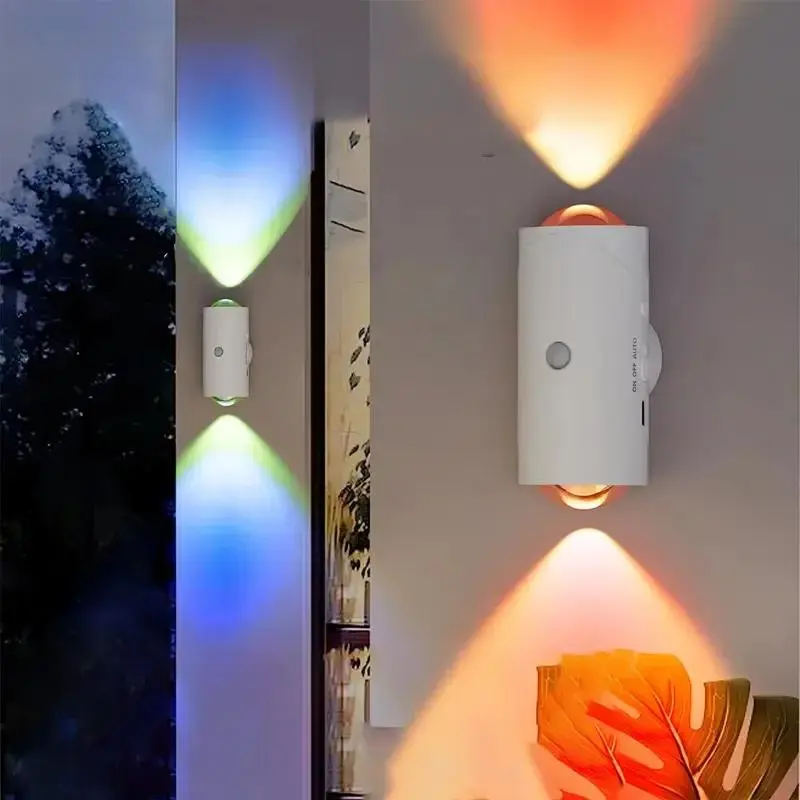Smart LED Night Light with Motion Sensor, USB Rechargeable LED Night Light, RGB Gradient Ambient Lighting, Dimmable Indoor Lighting for Entryway, Bedside, Desk, Closet, Nightlight For Bedroom, Colorful Ambient Light 0