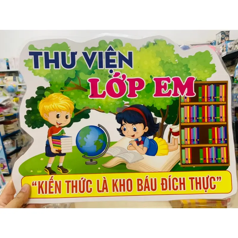 Miếng dán thư viện lớp em trang trí cho lớp học ép Plastic dễ thương A3 - Giáo cụ dạy học Minh Anh 0