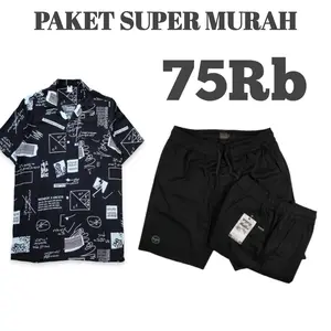 SETELAN KEMEJA Amarilo  DAN SHORTPANTS BEBAS PILIH WARNA DAN MOTIF