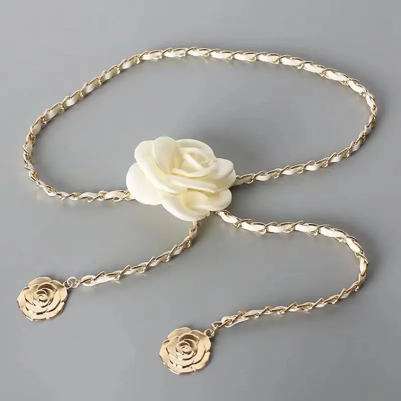 Thắt lưng ,dây đeo phụ kiện dây hoa trà mix đồ siêu xinh