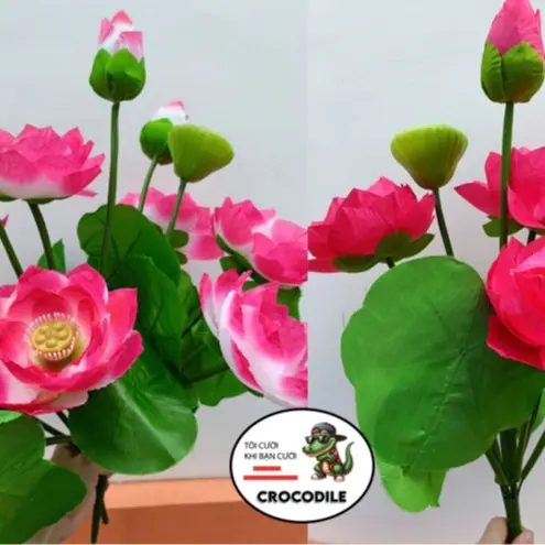 Cành hoa sen trang trí đầy đủ hoa lá đài sen giá tốt nhất - Sản xuất tại Việt Nam - Decor, Decor Phòng 0