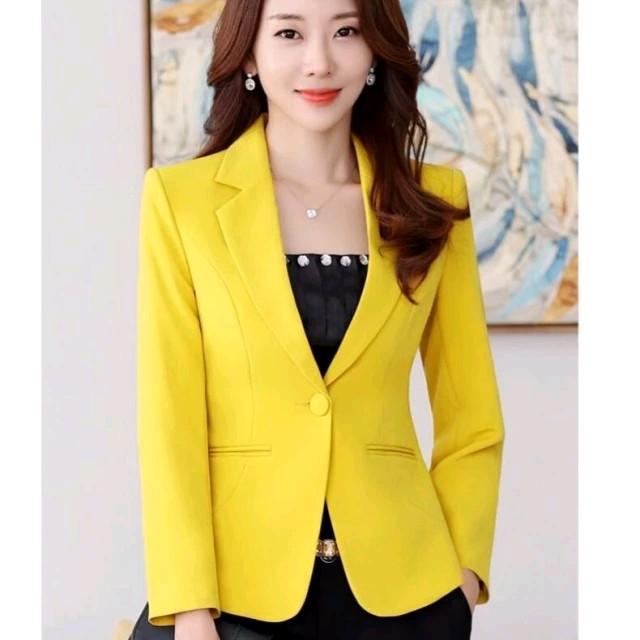 Blazer Kuning Wanita Korean Jas Kantoran Wanita Staylist Polos - Shop ...