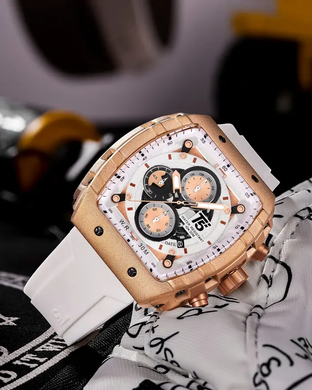 Jam Tangan T5 Original Eksekutiv 56G Rubber Strap Olahraga Kemewahan Chrono Aktif Black Blue Grey Multi Warna 2