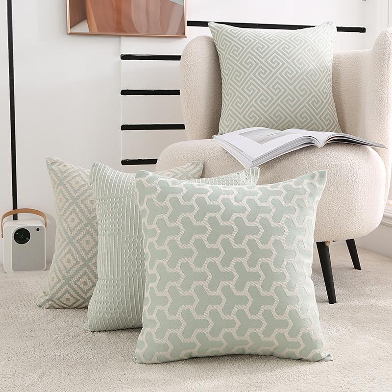 Product Introduction of 4pcs Nordic Simple Ins Style 45x45 Square Cushion Cover Solid Color Geometric Sofa Bedroom Pillow Cover High Quality Soft Removable and Washable Office Waist Pillow Cover 14