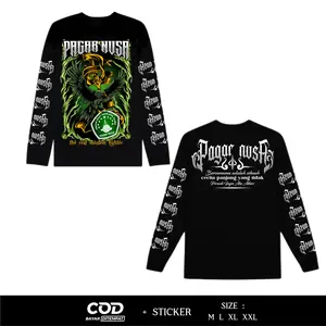 Longsleeve Kaos Lengan Panjang Perguruan Pencak Silat Pagar Nusa Motif The Real Moslem Fighter Sablon DTF Full Punggung Hitam Putih By Ofc.trident EB4
