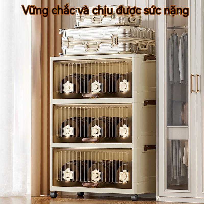 【Tủ nhựa gấp】40-70cm Thể Xếp hộp đựng quần áo Trong suốt đựng đồ tủ nhựa không cần lắp đặt Tủ Đựng Đồ 5