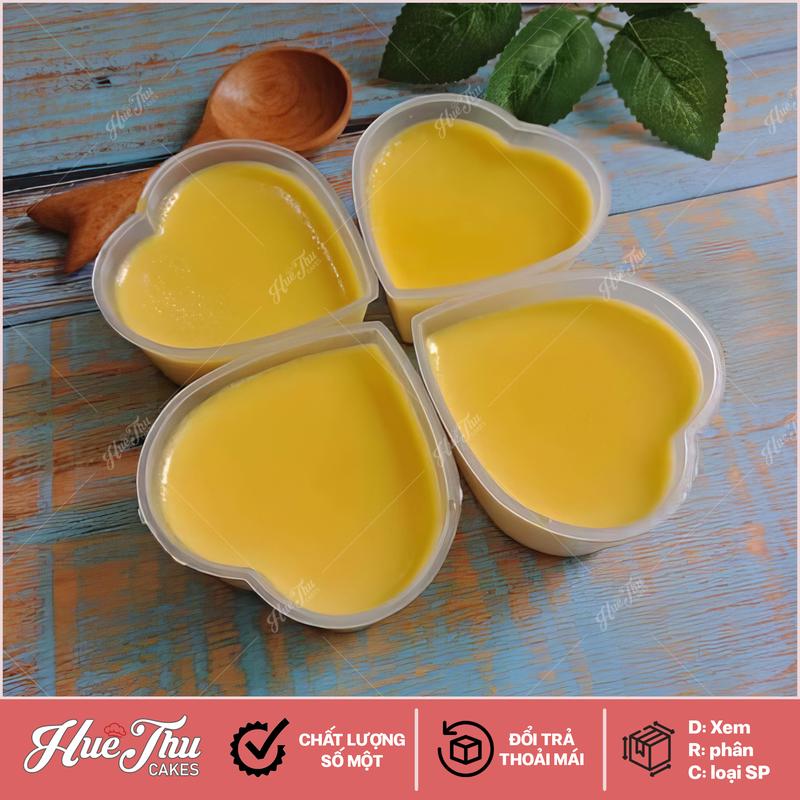 Hộp flan hình trái tim (50 hộp) hũ nhựa hấp bánh flan, da lợn, đựng tàu hủ singapore, panna cotta, rau câu ly