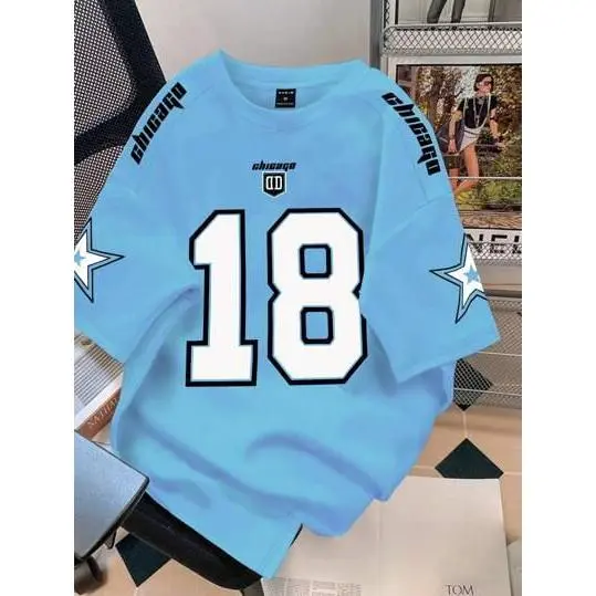 KAOS BIGSIZE Custom Nomor (M-6XL) HARAJUKU KOREAN STYLE UNISEX CATTON COMBED STYLE JEPANG LOGO CHICAGO 18 M L XL XXL XXXL 4XL 5XL 6XL KAOS SANTAI 1