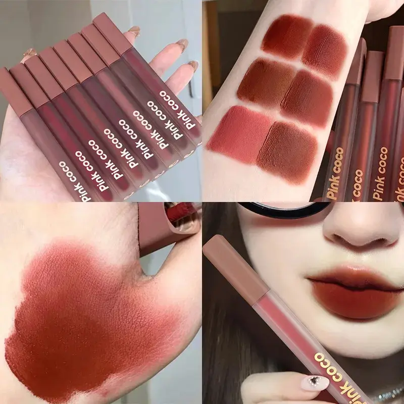 Son Môi Màu Hồng COCO, Men Nhung Mờ, Không Dính Cốc, Bùn Môi, Không Thấm Nước Mỹ Phẩm Trang Điểm-010 trôi lì lip glaze neutral tone