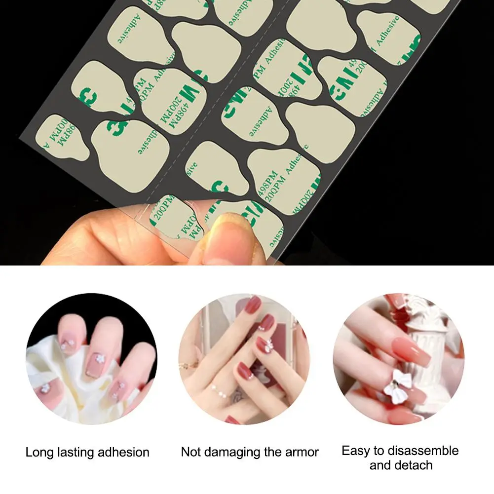 1 Sheets/24pcs Nail Tips Double Sided Self Adhesive Stickers Jelly Waterproof False Nail Glue Patch Finished Accessories