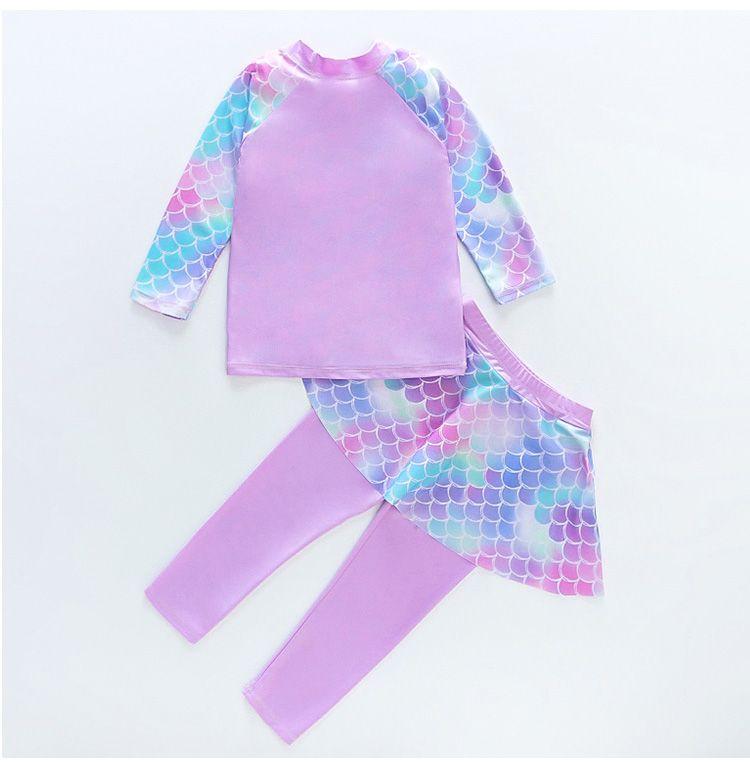 Product Introduction of Children's Swimwear Girls New 2024 Cartoon Split Long-Sleeved Long Trousers Polyester Swimsuit Set 14