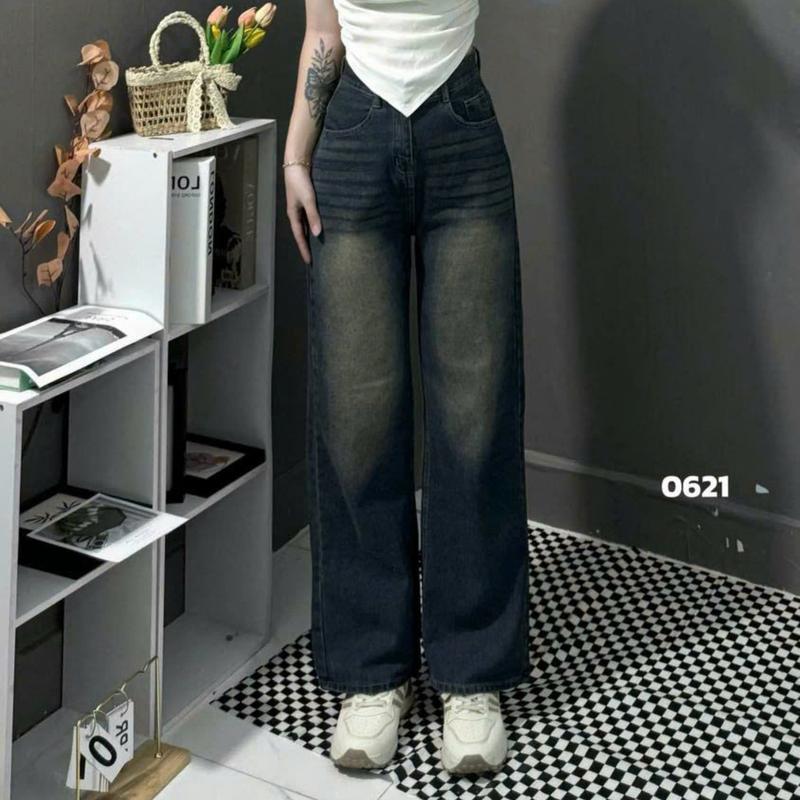 Product Introduction of Quần jeans suông trơn Cạp Siêu Cao cá tính phong cách thời trang cho phái đẹp_vải mềm mại dễ phối dồ đi chơi đi học (0620 khói_0693 nhạt) 8