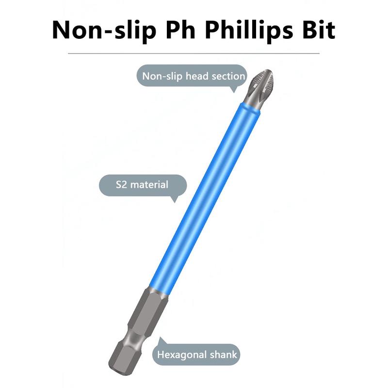 【Ready】 Bộ 7 Đầu Vít ph2 Chống Trượt Độ Cứng Cao bits 25mm-150mm bộ mũi khoan bộ ốc vít mũi khoan mũi vít 4