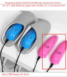 Pengering Sepatu Elektrik Multifungsi Temperatur Panas 65-75°C 10W Material Logam dan Plastik 11 x 4 cm Warna Pink