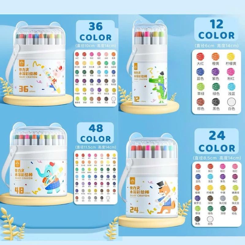(SÁP LỤA) Bút Sáp Lụa 12 Màu / 18 Màu / 24 Màu / 36 Màu / 48 Màu Bút Màu Sáp Dầu An Toàn Cho Bé, Thỏa Thích Sáng Tạo, Màu Sắc Tươi Sáng acrylic