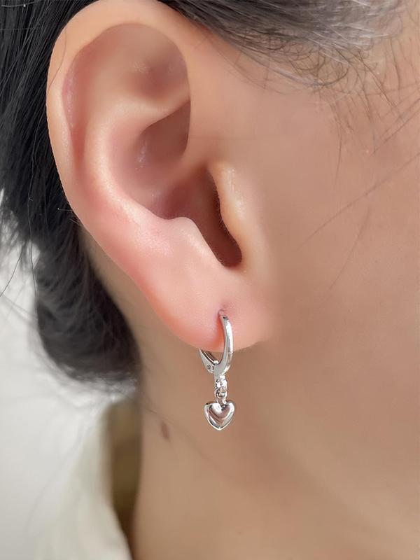 Tiny Mini Women's Elegant Trendy Heart Shaped Dangle Earrings, Heart Decor Drop Earrings, Simple Style Plain Color Dangle Earrings for Daily Decoration 2