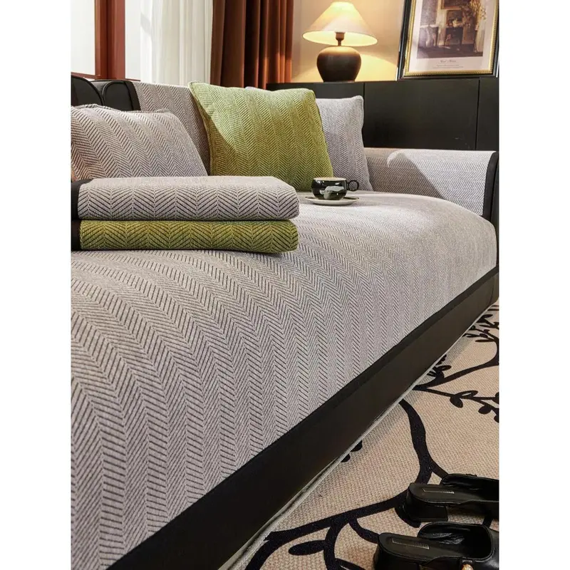 Vintage Style Thickened Sofa Cover-1 Piece, Modern Simplistic, All-Season Pet-Friendly Sofa Protector For Armchair To 4-Seater Sectional Sofas, High Weight (>500g/ ㎡ ) Polyester Fabric, Machine Washable Home & Office Furniture Cover Decor 0
