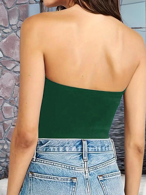 3-piece a Set Women's Summer Solid Color Knitted Strapless High Elastic Cylinder Tube Top Tank Camisole Top Casual Cute Clothes 8