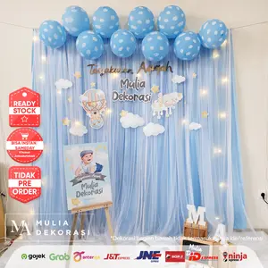 Dekorasi Backdrop Photobooth Syukuran Tasyakuran Aqiqah Ulang Tahun Khitan Anak 4 7 Bulanan Paket ABB Kain Papan