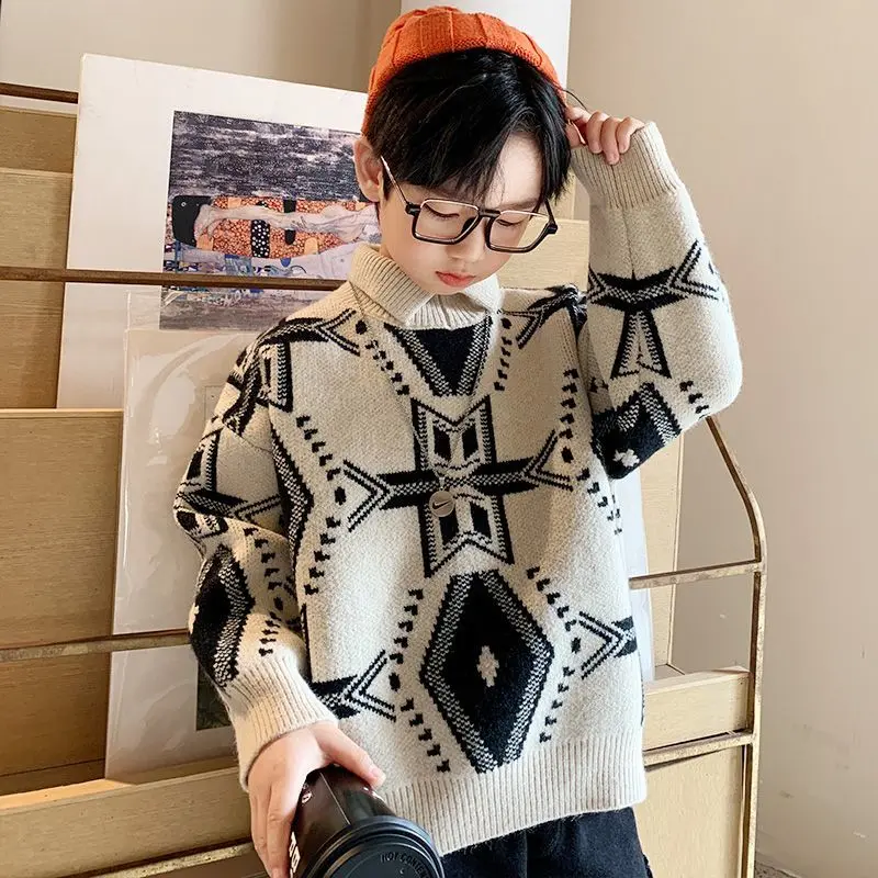 Áo Len Cổ Polo Cho Bé Trai, Áo Chui Đầu, Bộ Sưu Tập Mới Mùa Xuân Và Mùa Thu 2024, Áo Len Thời Trang Cho Bé Trai Mùa Thu, Thích Hợp Cho Trẻ Em, Thời Trang bộ  sơ
