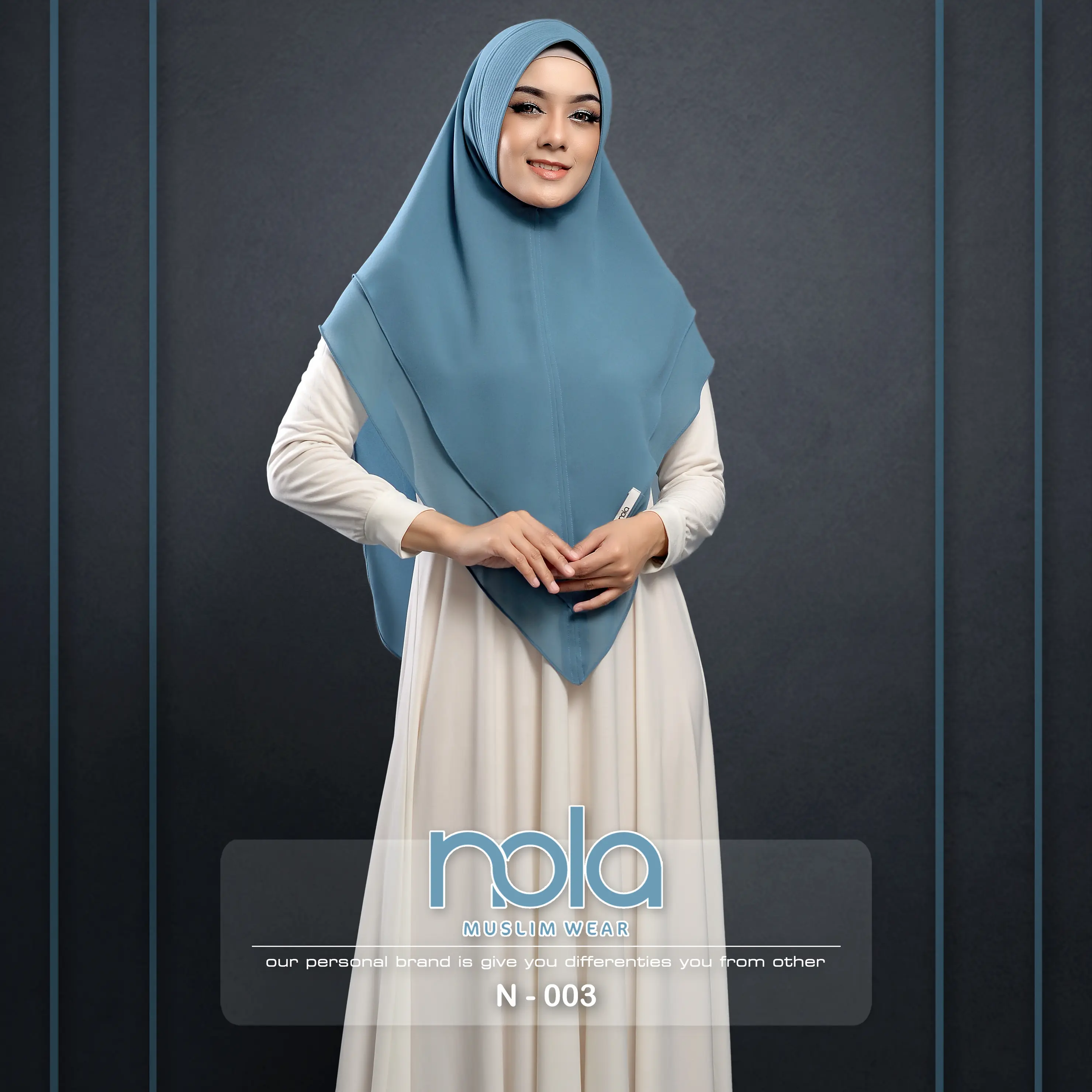 NOLA- Khimar Instan Polos N03 hijab ceruty 2 Layer Muslim Kerudung Textured Woven Fabric Pink