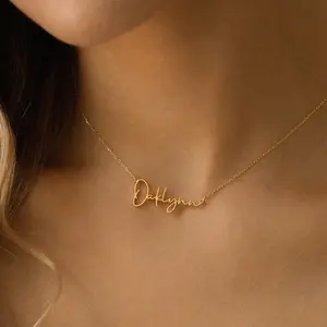 kalung cetak nama lapis emas bahan titanium