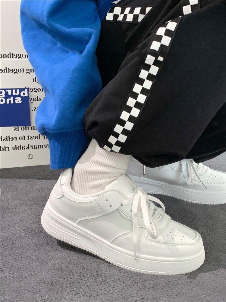 Product Introduction of White shoes new thick sole pure white round head student lace-up casual shoes female Running Shoes Sports Footwear 12