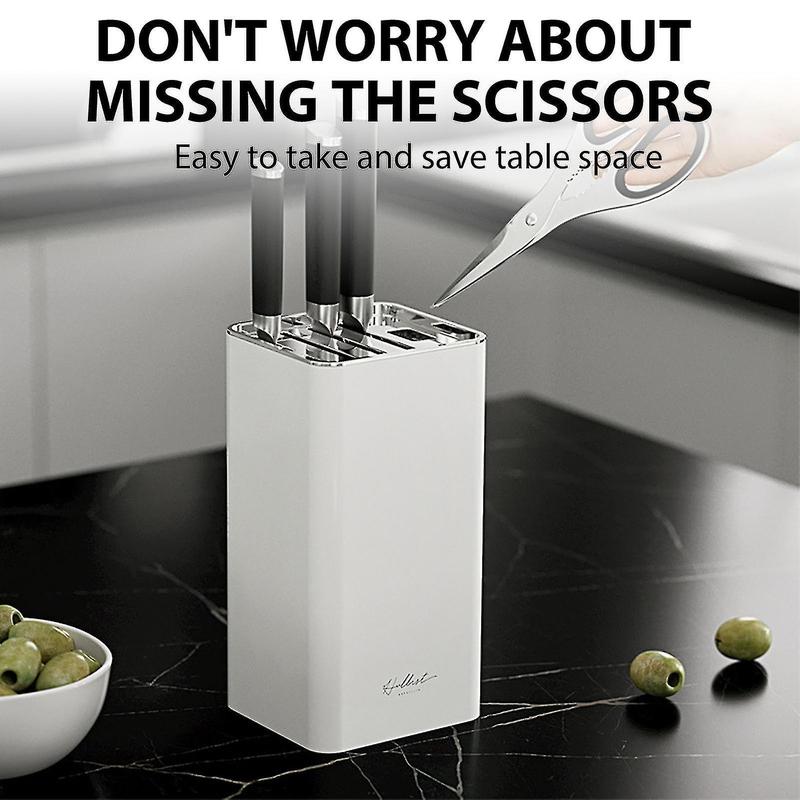 Product Introduction of 【SKIT SG】Minimalist Kitchen Knife Holder for Safe, Knife Storage Countertop Organizer Universal Knife Block with Scissor Holder, Kitchen Knife Block, Black White Knife Rest, Space Saving Knife Holder, Knife Rack 2