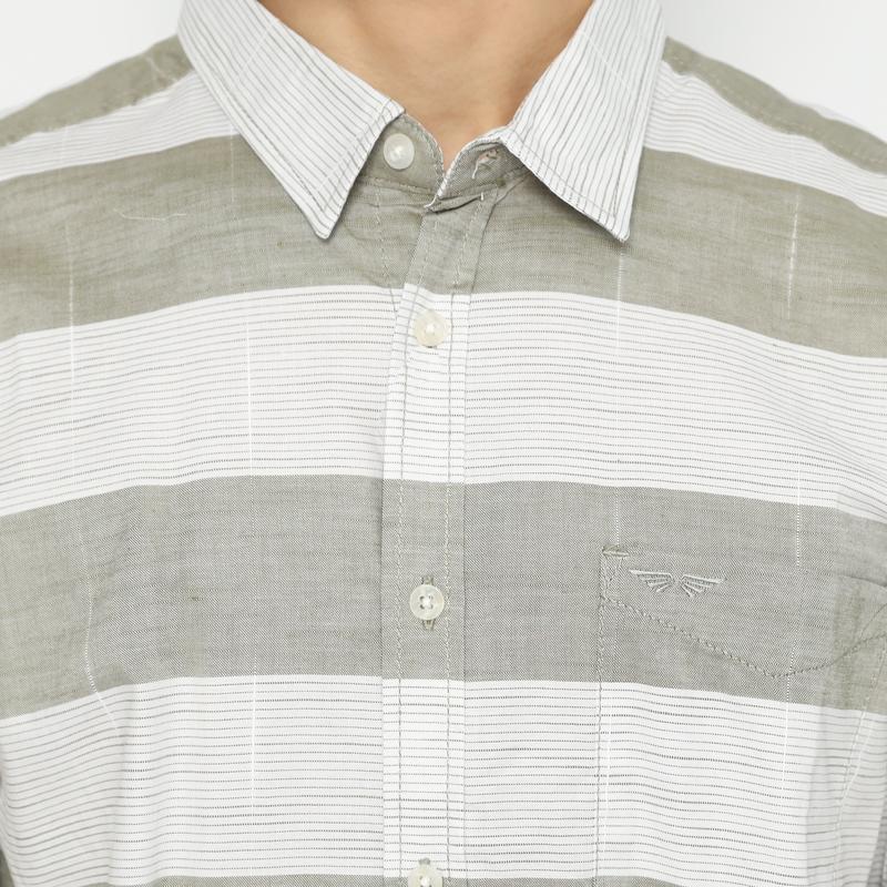 RBJ Kemeja Yarndyed Salur Hijau Regular Fit Pria 5