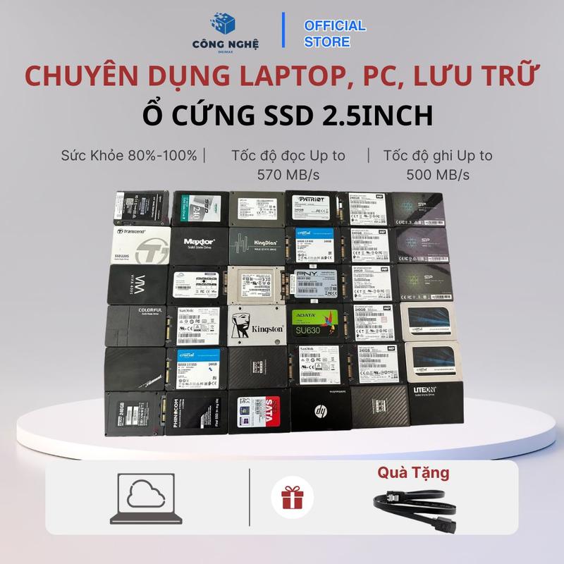 SSD 120GB/128GB/240GB/256GB - Dùng Cho Laptop, PC, Box - Tặng Cáp SATA III - Sức Khỏe Cao, Zin Hàn Nhật, Bảo Hành 1 Đổi 1