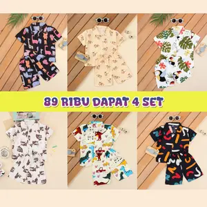 (FREE AMPLOP) 80RIBU DAPET 3 ONESET PIYAMA RAYON ANAK/SETELAN CATTON RAYON KIDS