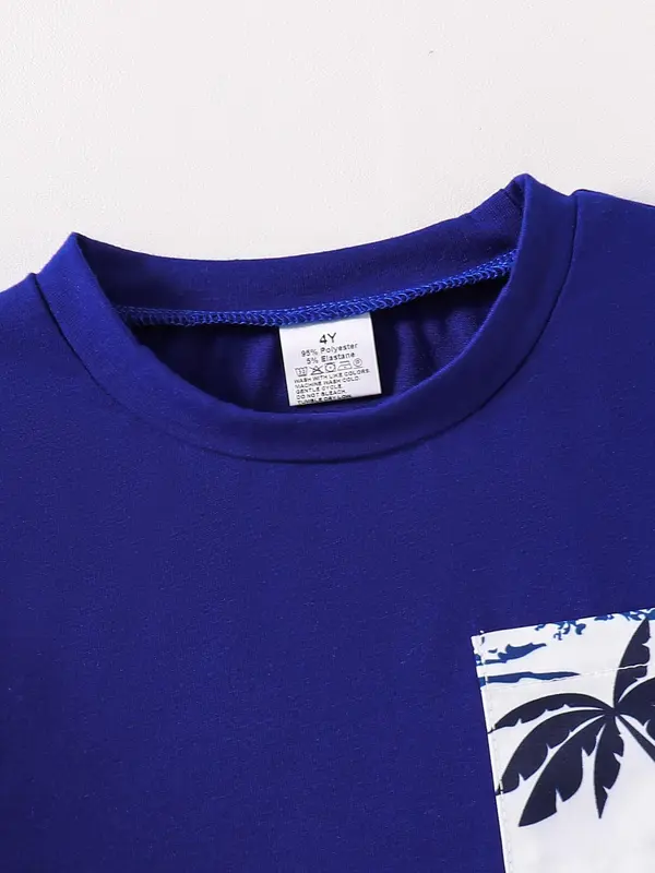 Two-piece Set Boy's Leaf Print Short Sleeve Tee &  Shorts, Casual Summer Clothes for Kids Outdoor Holiday Vacation 3
