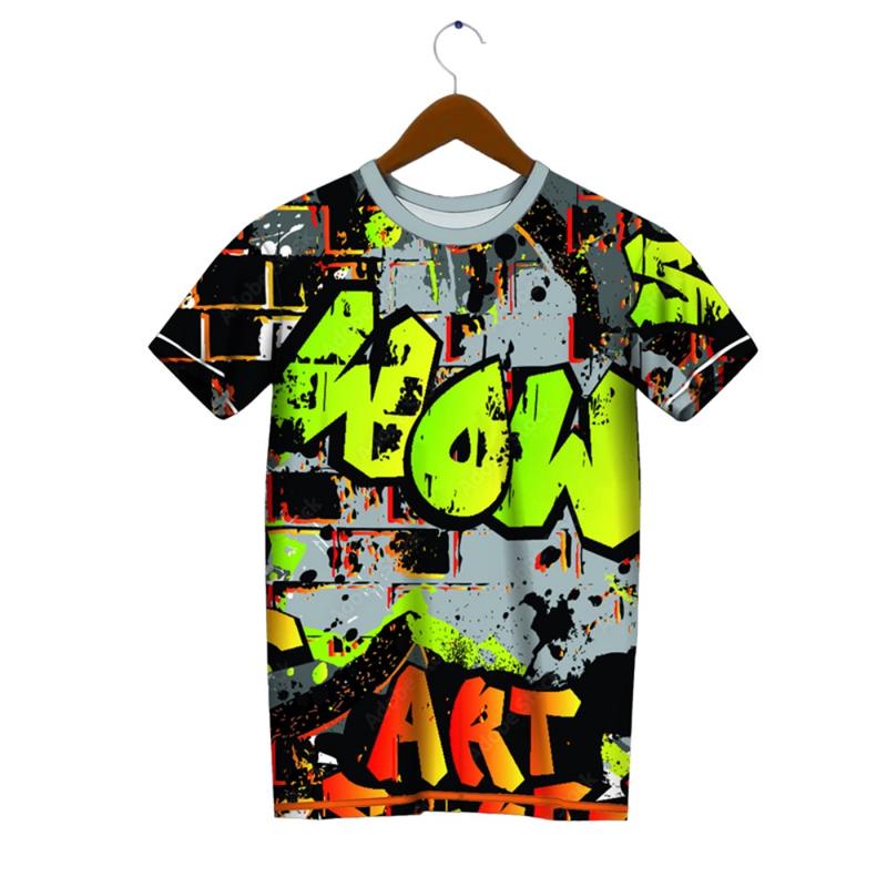 Áo Thun Họa Tiết In 3D Graffiti Hợp Xu hướng Mùa Hè Cho Nam, ngắn Tay Thể Thao Thường Ngày Thoải Mái, Chất Lượng Cao, Nhanh Khô, Thoáng Khí, Hàng Đầu 5