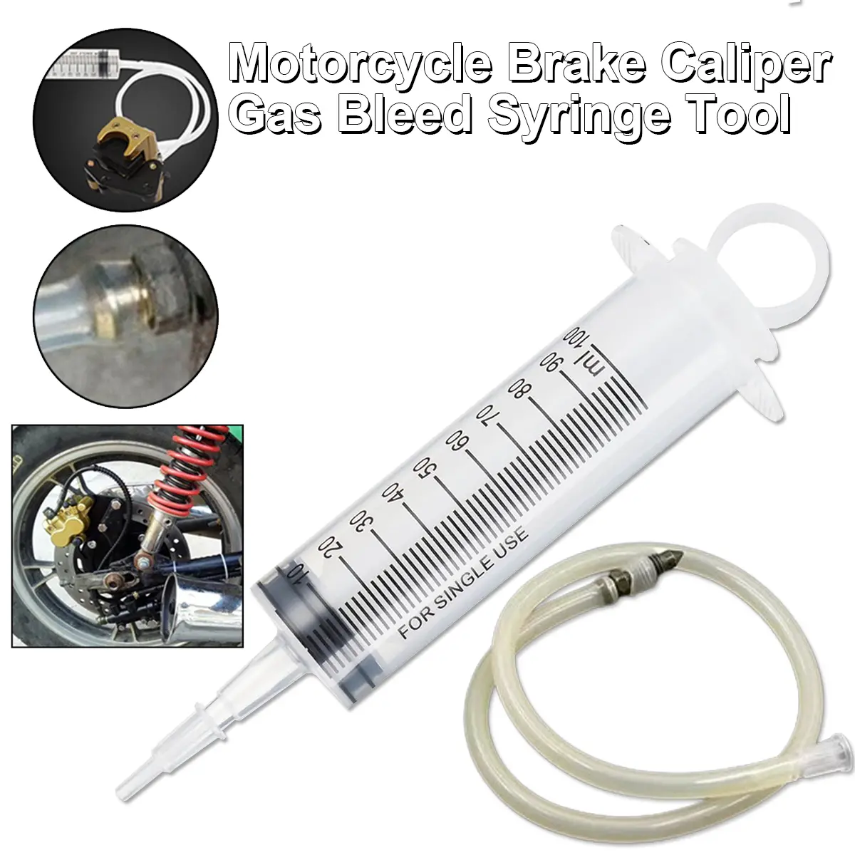 Universal Motorcycle Bleed Kit Brake Caliper Gas Bleeder Syringe Tool For Hydraulic Disc Brake 100ml