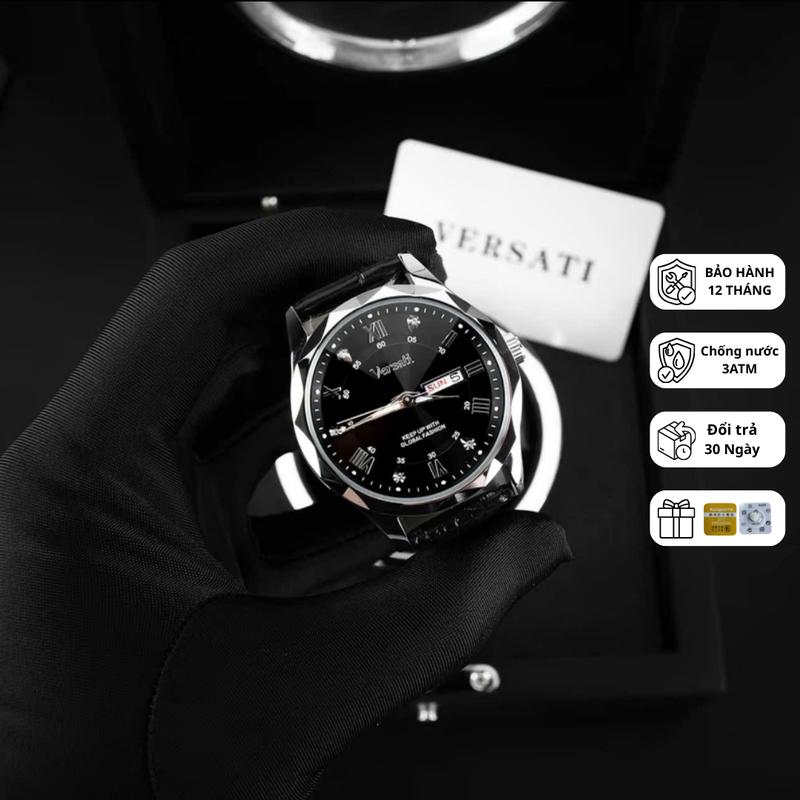 [ MS STORE x NGUYÊN NGỰA ] Đồng hồ Nam VERSATI chính hãng sang trọng, lịch lãm , mặt cắt vát kim cương - M156