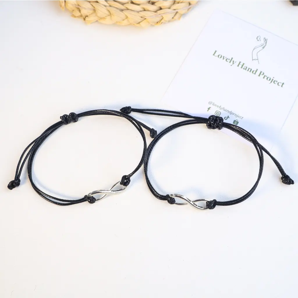 Gelang Tali infinity Korea Waterproof & Satin Anti Karat Couple Persahabatan For Gift anak hitam  bracelets  jewellery Kulit