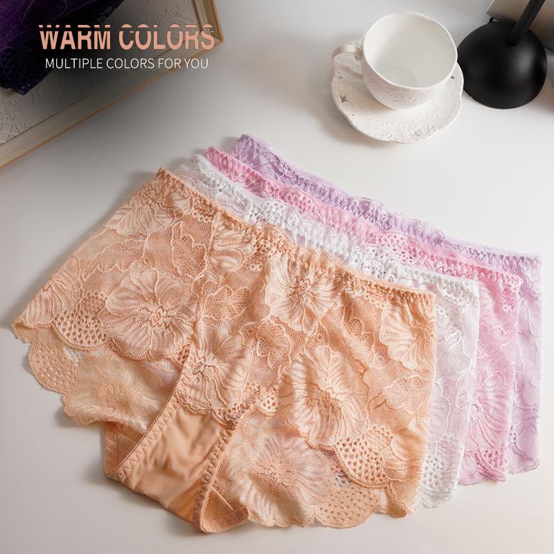 Product Introduction of Flower Lace Sexy Panties for Women High Waist Tummy Control Hollow Mesh Sexy Comfortable Breathable Briefs 3