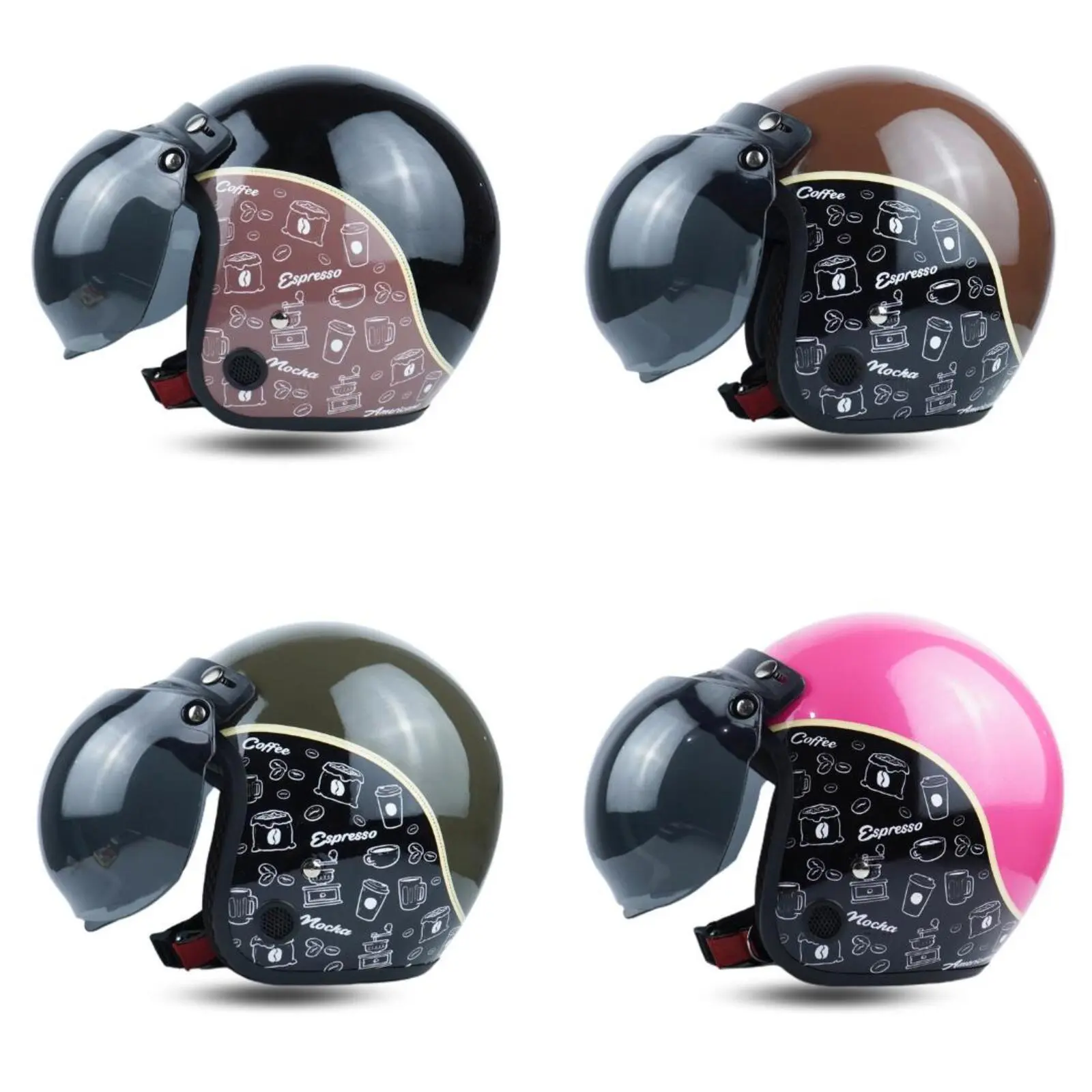 HELM BOGO RETRO MOTIF COFFEE KOPI DEWASA WANITA PRIA SNI Kaca