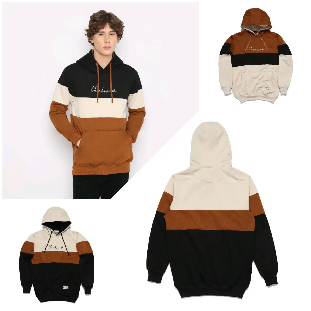 Hoodie Basic Color Block Unstopble fleece panjang