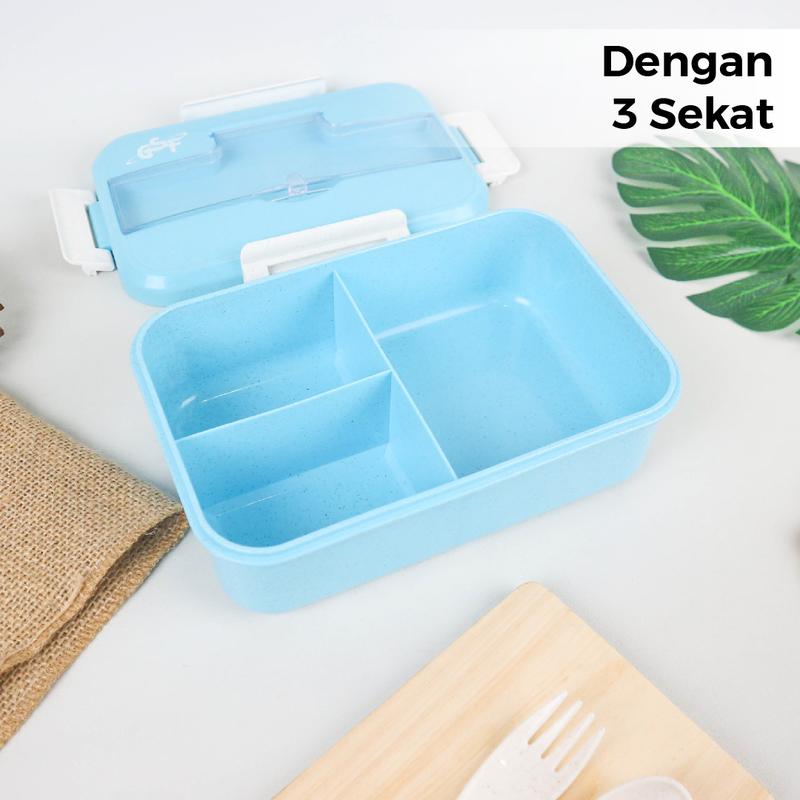 Lunch Box Set Kotak Bekal Jerami GSF G-3103 | Tempat Makan Anak 1 Set Viral | Kotak Makan Anti Tumpah Free Sendok dan Garpu Kitchenware 3
